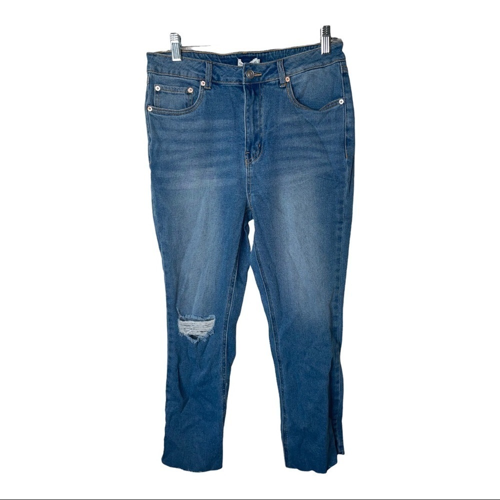NWT Avec Les Filles Distressed High Rise Straight Crop Jeans Size 28 - Picture 8 of 10